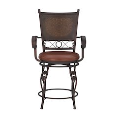 Big & Tall Copper Stamped Back Counter Stool with Arms