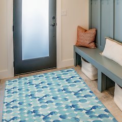 Outdoor Washable Lakeland Blue & Ivory 3' X 5', Rug