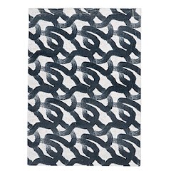 Motif Printed Faux Rabbit Sketch Black White 5x7, Rug