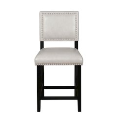 Gray Counter Stool with Solid Wood Frame and Comfortable Fabric Upholstery