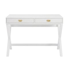 White Writing Desk with Pine and MDF Surface for Office Workspace