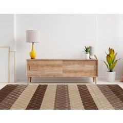 EvolutionTrellisStripesBeige&Brown8x10.3, Rug
