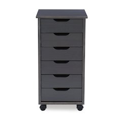 Cary Six Drawer Rolling Storage Cart, Grey