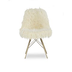 Remy Flokati Chair With Gold Metal Base