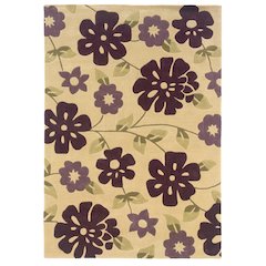 Trio Flowers Cream & Purple 8x10, Rug
