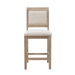 Grey Counter Stool with Rubberwood Frame and Foam Padding