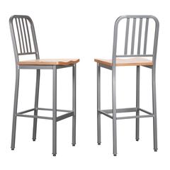 Frazier Metal Barstool Silver Set Of 2