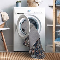 Washable Larson Navy/Ivory 3x5, Rug