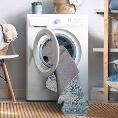 Washable Sariah Teal/Ivory 5x7, Rug