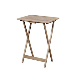 Gray Acacia Tray Table Set with Solid Wood and MDF Construction