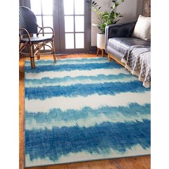 Outdoor Washable Apopka Ivory & Blue 5' X7', Rug