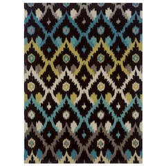 Trio Ikat Brown & Teal 5x7, Rug