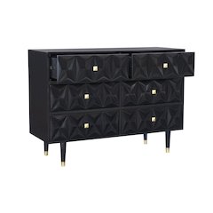 Six Drawer Geo Texture Dresser Black