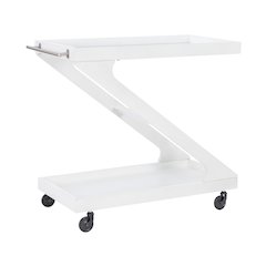 Marlon Wood Rolling Bar Cart Antique White