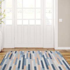 Outdoor Washable Miami Ivory & Blue 3' X 5', Rug