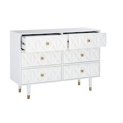 Six Drawer Geo Texture Dresser White