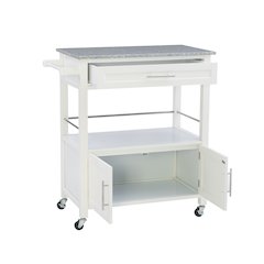 Cameron White Kitchen Cart With Granite Top