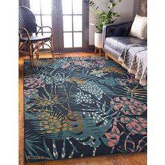 Outdoor Washable Miramar Navy & Gold 5' X7', Rug