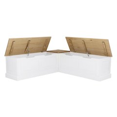 Tobin Backless Two Tone Breakfast Nook, Natural And White
