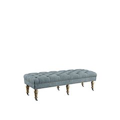 Isabelle Washed Blue Linen 62 Inches Bench