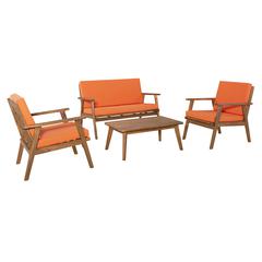 Cole Outdoor Chat Set, Orange and Brown