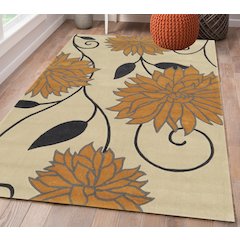 Trio Floral Ivory & Marigold 5x7, Rug