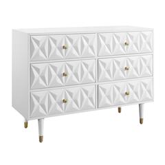 Six Drawer Geo Texture Dresser White