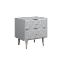 Two Drawer Geo Texture Nightstand Grey