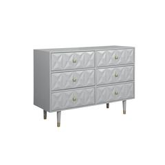 Six Drawer Geo Texture Dresser Grey
