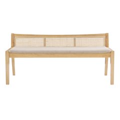 Nassau Rattan Cane Bench with Back, Beige