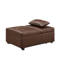 Boone Sofa Bed, Brown Faux Leather
