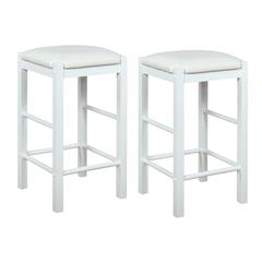 Lancer Backless Counter Stools, White - Set Of Two