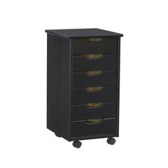 Cary Black Six Drawer Rolling Storage Cart Black