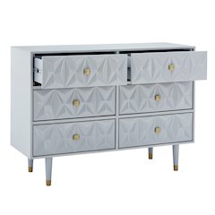 Six Drawer Geo Texture Dresser Grey
