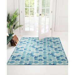 Outdoor Washable Lakeland Blue & Ivory 5' X7', Rug