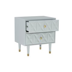 Two Drawer Geo Texture Nightstand Grey