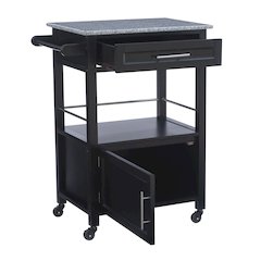 Mitchell Black Kitchen Cart With Granite Top