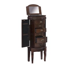 Italian Influenced Transitional Espresso Jewelry Armoire