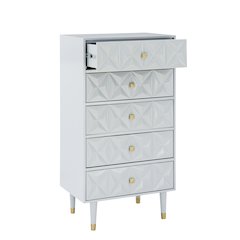 Five Drawer Geo Texture Chest, Grey