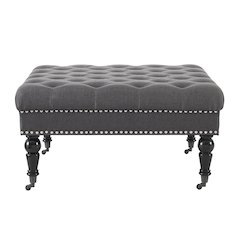 Isabelle Charcoal Square Tufted Ottoman