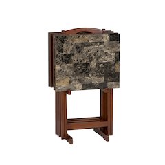 Tray Table Set Faux Marble -Brown