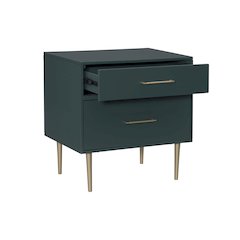 Gloria Two Drawer Night Stand Dark Green