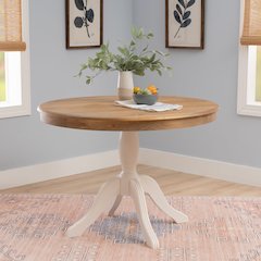 Tobin Pedestal Dining Table, Natural And White