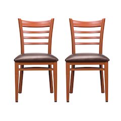 Baxter Metal Side Chair Honey  Burgundy Set Of 2