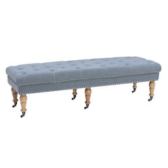 Isabelle Washed Blue Linen 62 Inches Bench