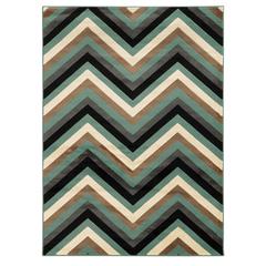 Roma Chevron Turquoise & Grey 5x7, Rug