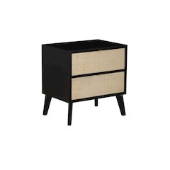 Collett Cane 2 Drawer Nightstand Black