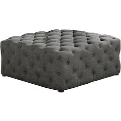 Best Master Furniture Kelly Square Transitional Linen Fabric Ottoman in Gray