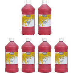 Little Masters Washable Tempera Paint, Red, 32 oz., Pack of 6