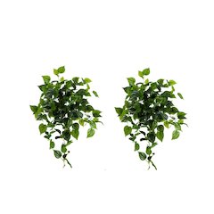 32in. UV Resistant Artificial Philodendron Hanging Plant - Set of 2